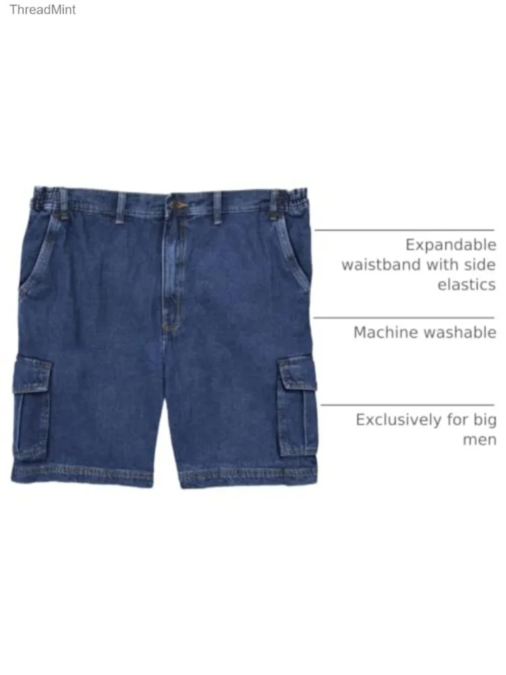 Men's Denim Cargo Shorts Expandable Waist 2